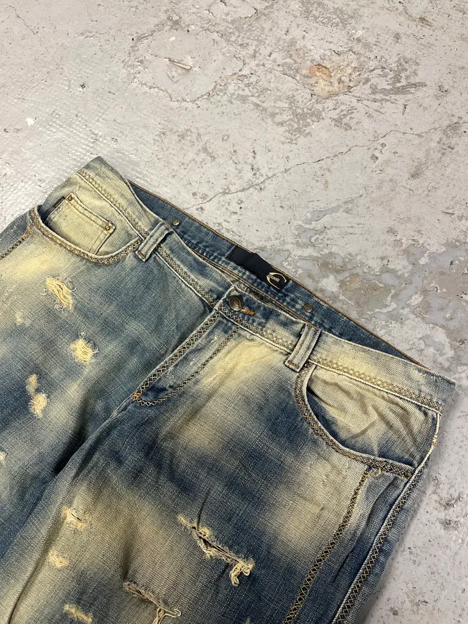 AW2005 Cavalli Blue Distressed Denim Jeans - Image 5