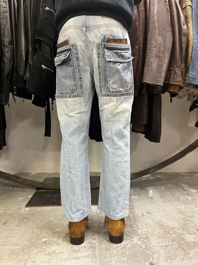 AW2005 Cavalli Blue Distressed Hybrid Jeans - Image 2