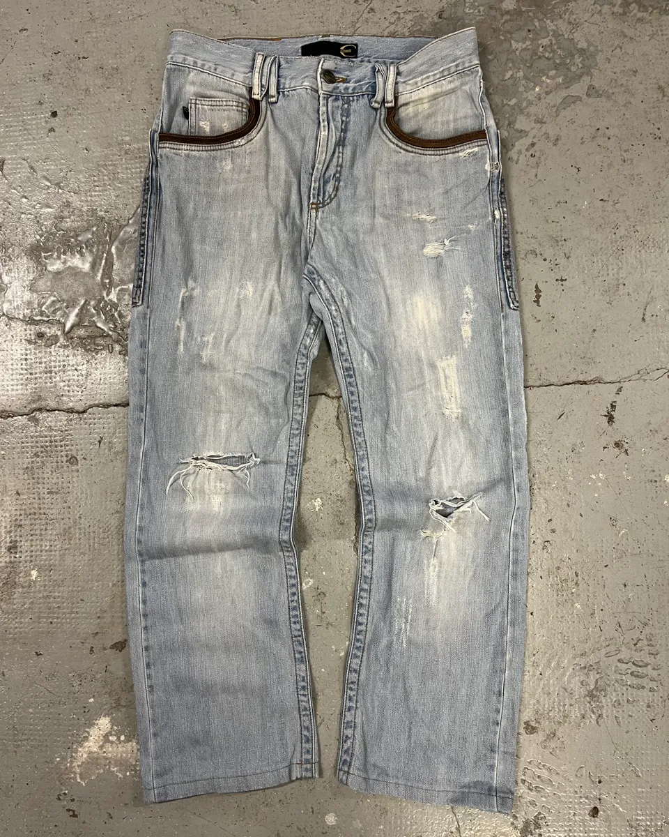 AW2005 Cavalli Blue Distressed Hybrid Jeans - Image 5