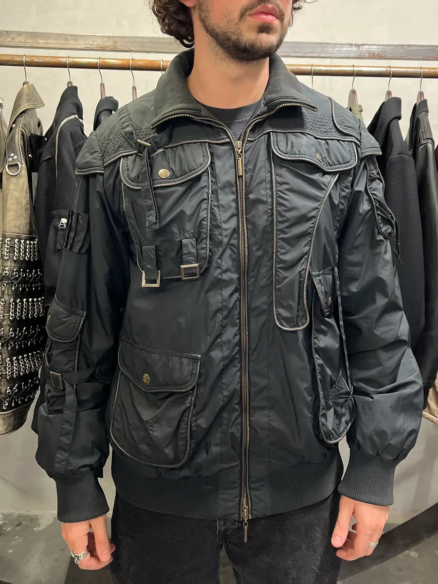 AW2005 Cavalli Cargo Gun Black Utility Bomber Jacket - Image 2