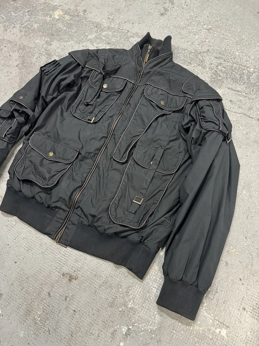 AW2005 Cavalli Cargo Gun Black Utility Bomber Jacket - Image 4