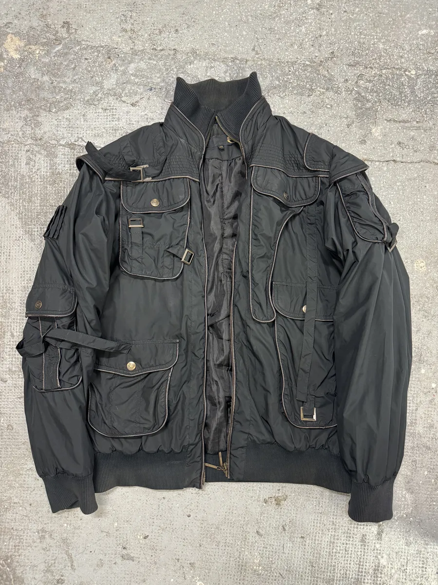 AW2005 Cavalli Cargo Gun Black Utility Bomber Jacket - Image 8