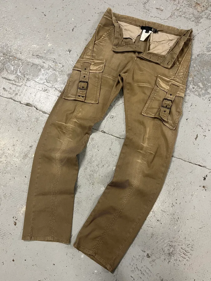 AW2005 Cavalli Cargo Strapped Beige Pants - Image 6