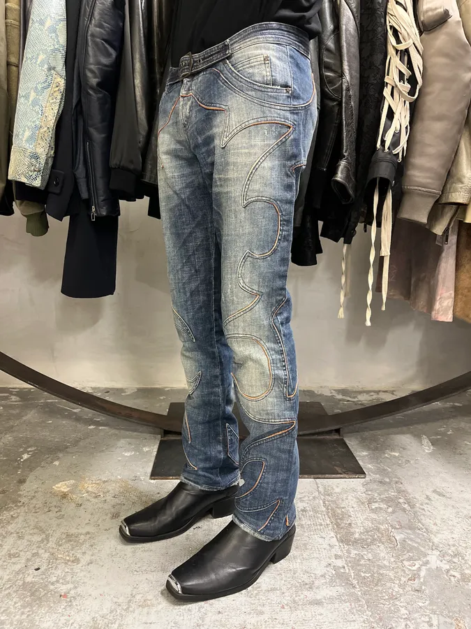 AW2005 Cavalli Fire Ornament Blue Denim Jeans - Image 3