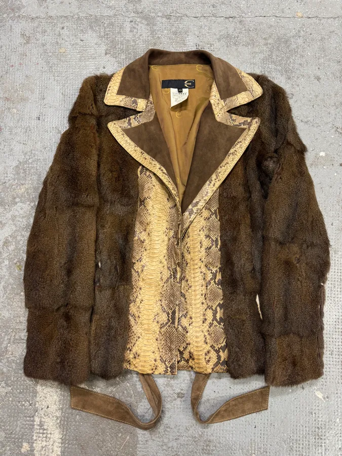 AW2005 Cavalli Fur Python Leather Jacket - Image 7