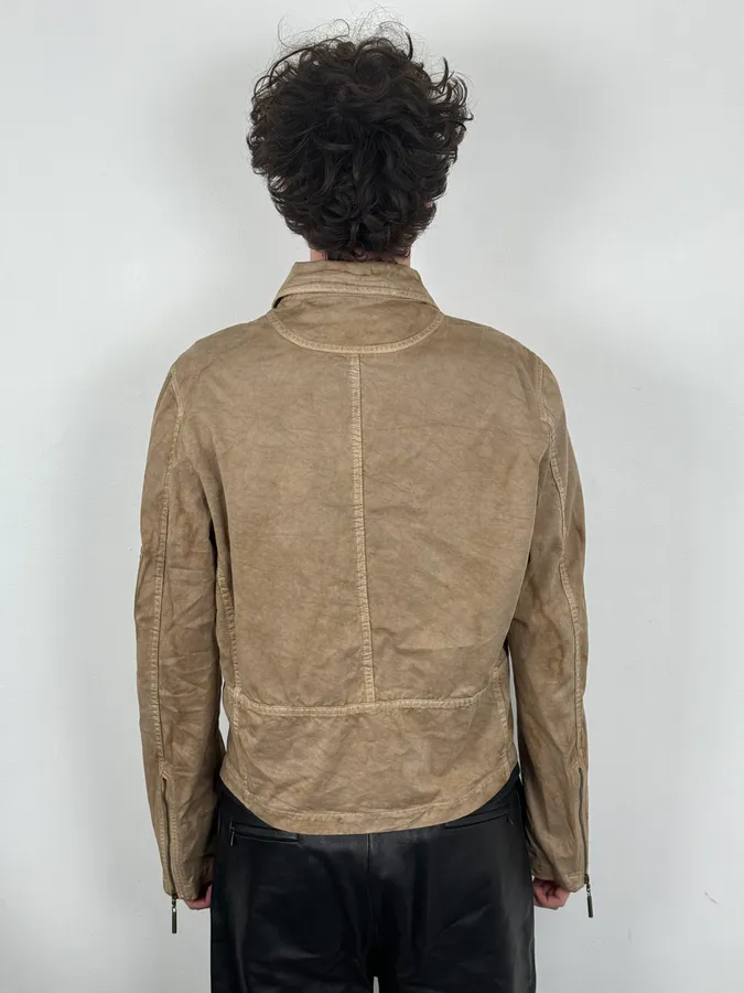 AW2005 Cavalli Light Beige Eroded Multi Zip Jacket - Image 3