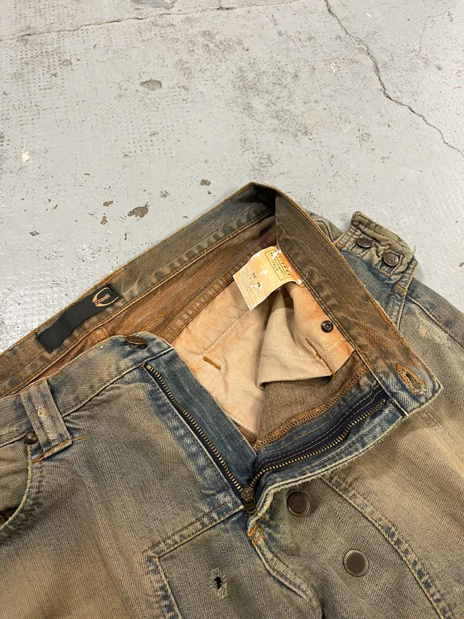 AW2005 Cavalli Orange Faded Blue Denim Jeans - Image 12