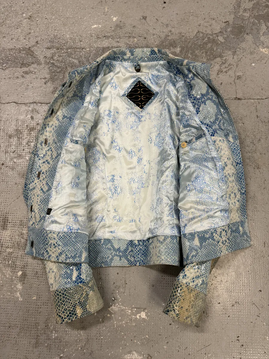 AW2005 Cavalli Python Scales Effect Satin Leather Jacket - Image 7