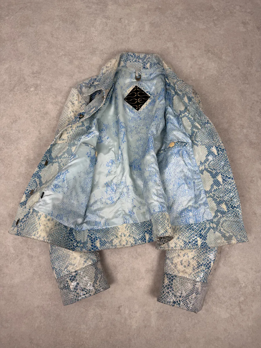 AW2005 Cavalli Python Scales Effect Satin Leather Jacket - Image 6