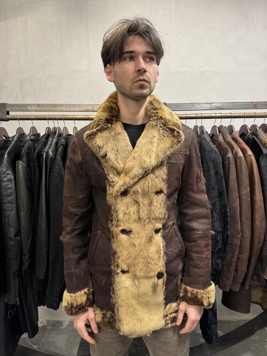 AW2005 Cavalli Reversible Fur Patchwork Bordeaux Leather Jacket - Image 2