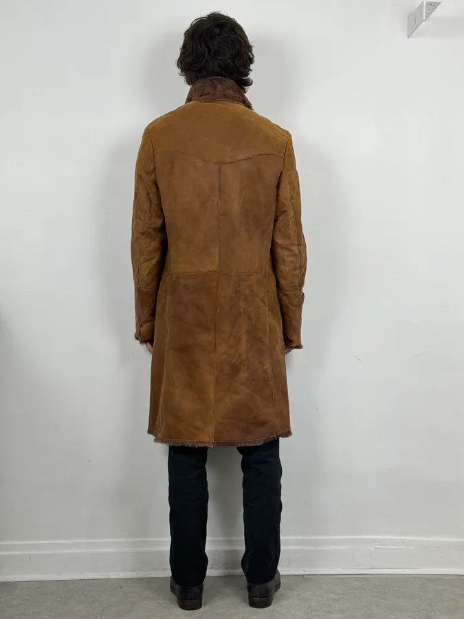 AW2005 Cavalli Royal Brown Shearling Long Jacket - Image 3