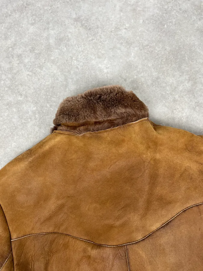 AW2005 Cavalli Royal Brown Shearling Long Jacket - Image 7