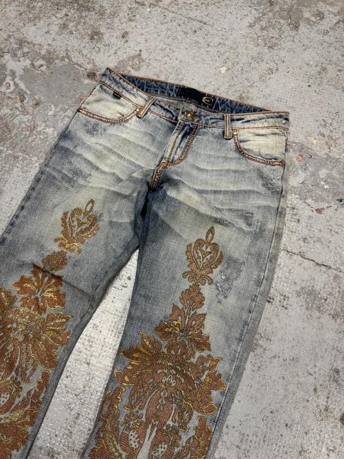 AW2005 Cavalli Royal Ornament Blue Denim Jeans - Image 5
