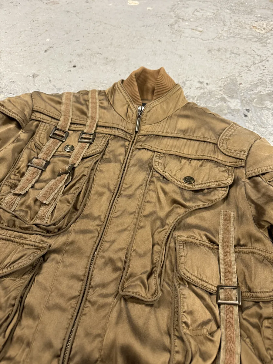 AW2005 Cavalli Silk Bondage Soldier Cargo Gun Bomber Jacket - Image 8