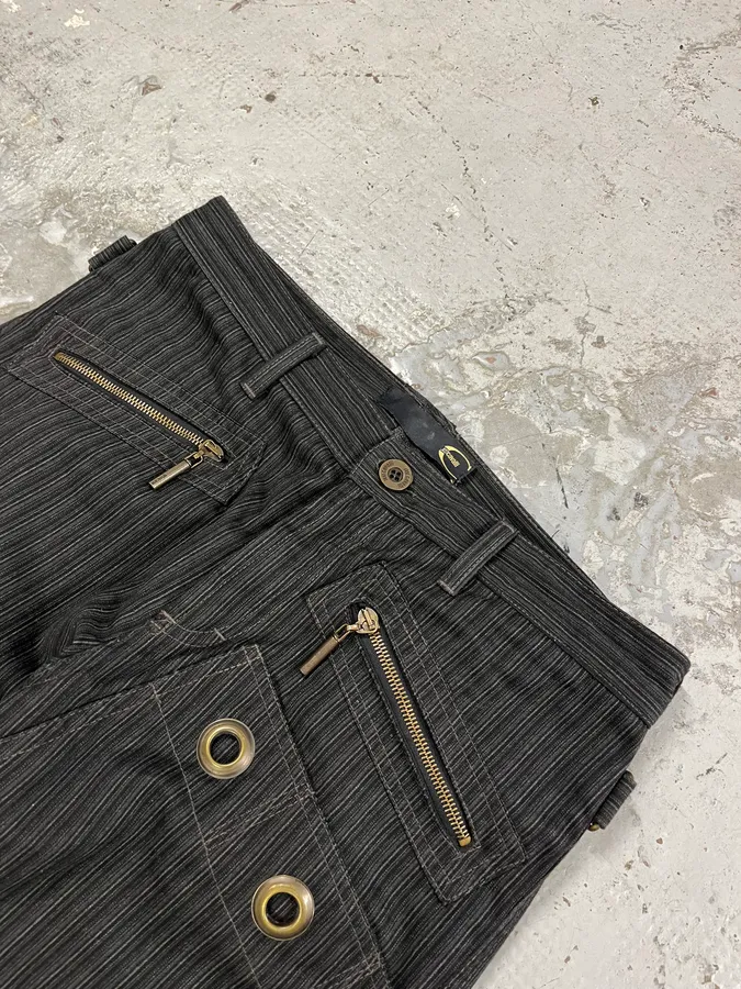 AW2005 Cavalli Striped Black Cargo Tailored Pants - Image 6