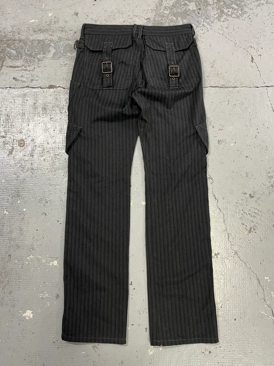 AW2005 Cavalli Striped Black Cargo Tailored Pants - Image 8