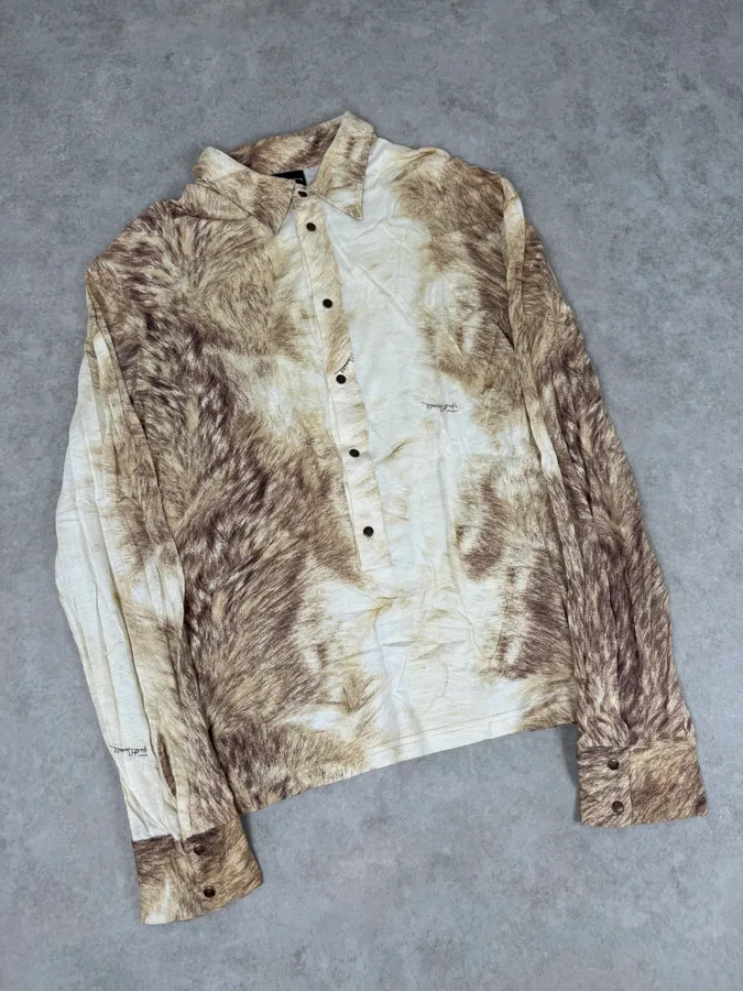 AW2005 Cavalli White & Fur Effect Shirt - Image 5