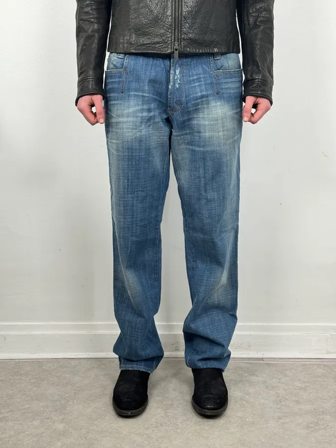 AW2005 Dolce & Gabbana Blue & Brown Hybrid Western Denim Jeans - Image 2