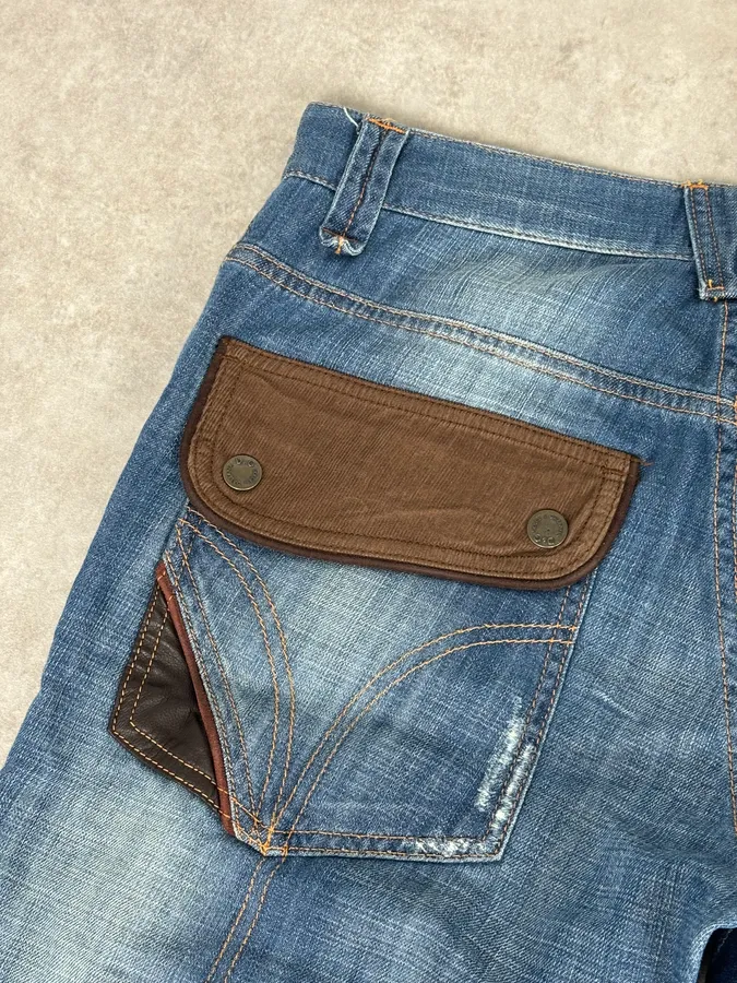 AW2005 Dolce & Gabbana Blue & Brown Hybrid Western Denim Jeans - Image 8
