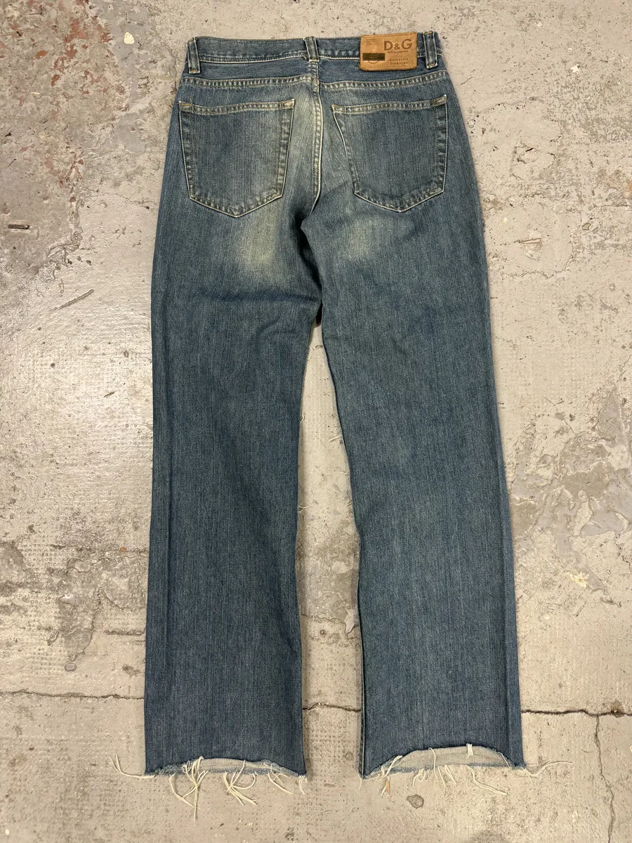 AW2005 Dolce & Gabbana Blue Distressed Poem Denim Jeans - Image 5