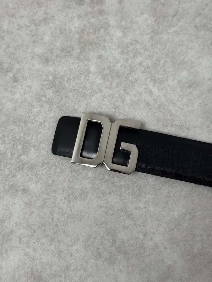 AW2005 Dolce & Gabbana DG Logo Buckle Black Leather Belt - Image 5