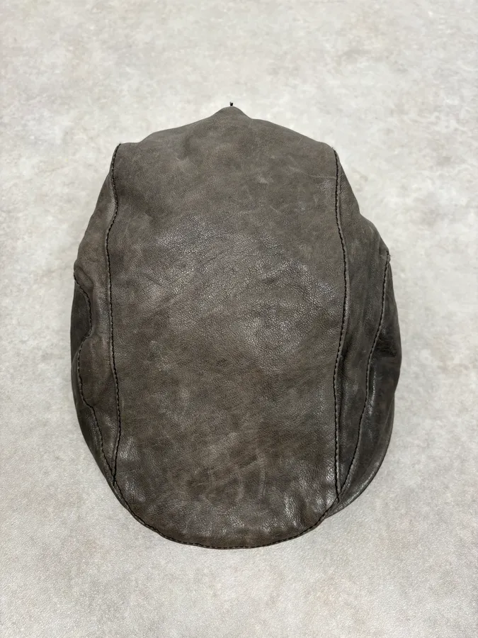 AW2005 Dolce & Gabbana Faded Grey Leather Cap - Image 3