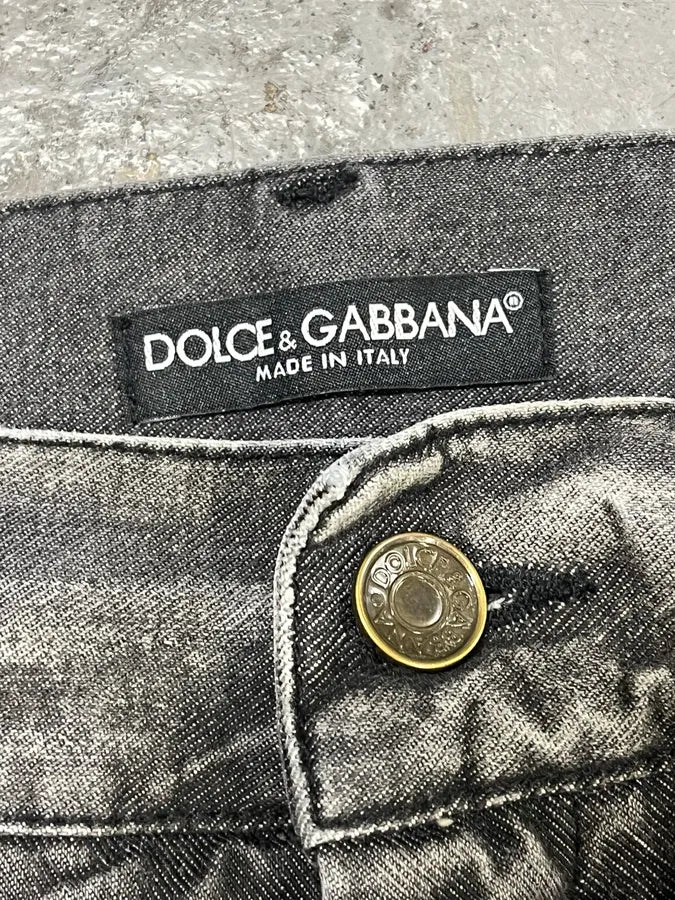 AW2005 Dolce & Gabbana Grey Faded Denim Straight Jeans - Image 10