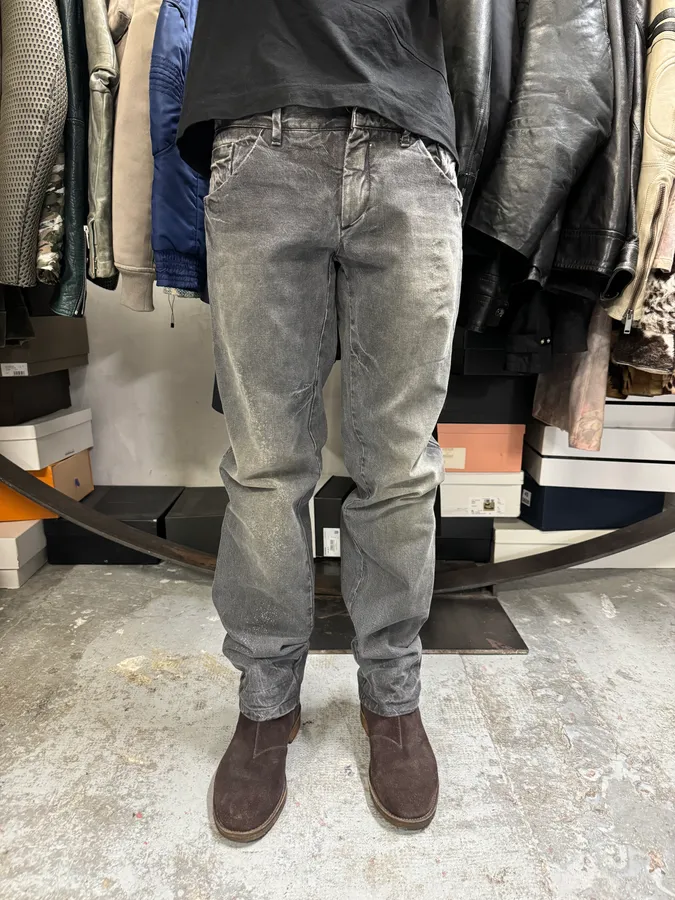 AW2005 Dolce & Gabbana Grey Faded Denim Straight Jeans - Image 2