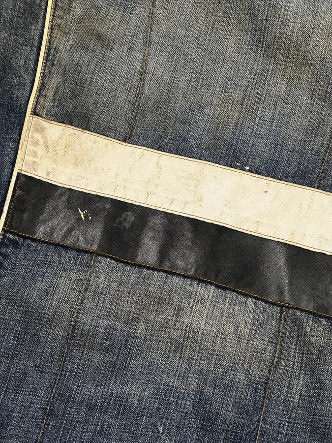 AW2005 Dolce & Gabbana Navy Hybrid Leather & Denim Jacket - Image 13