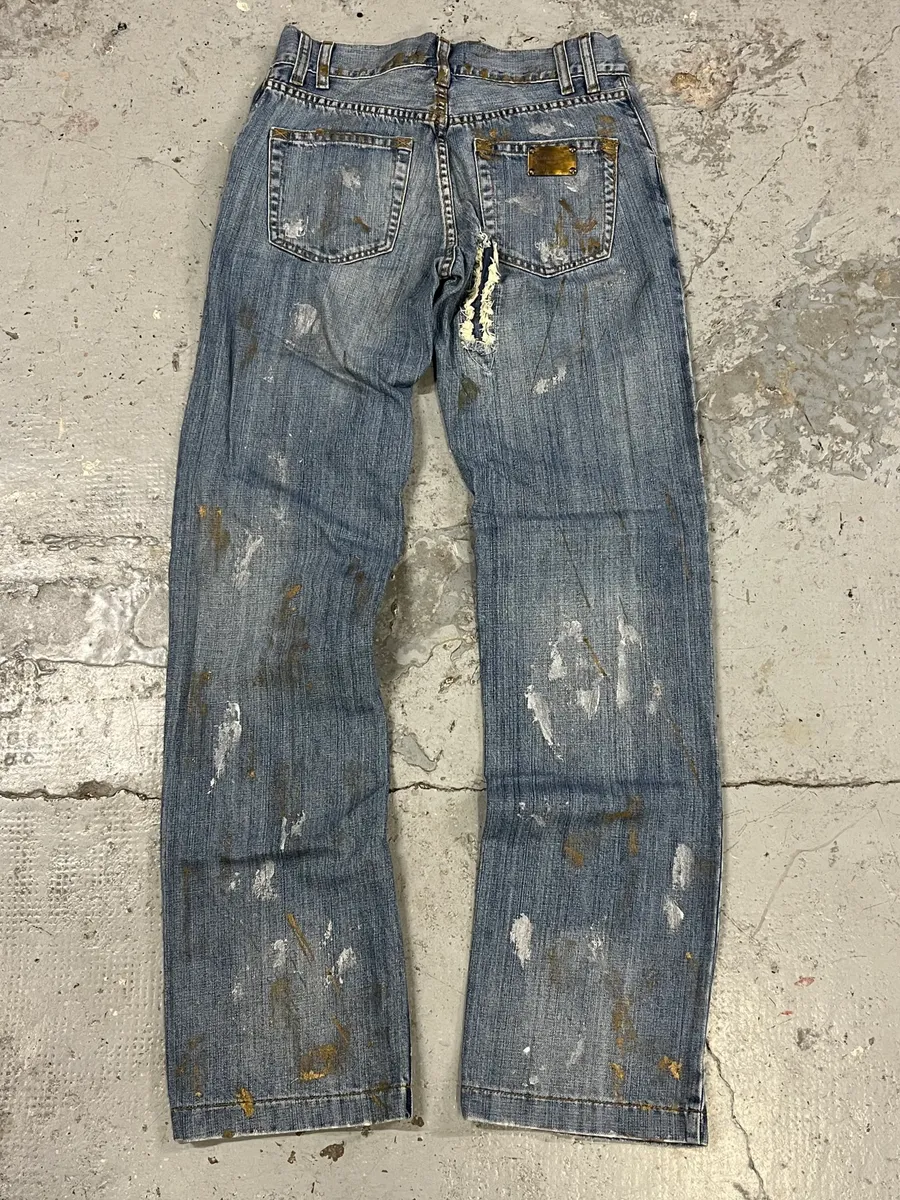 AW2005 Dolce & Gabbana Painted Blue Denim Jeans - Image 8