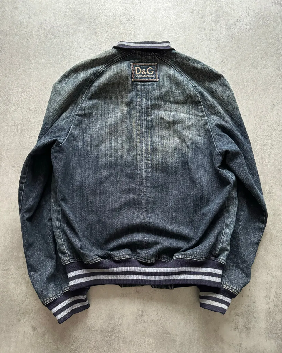 AW2005 Dolce & Gabbana Rock Blue Distressed Denim Jacket - Image 3
