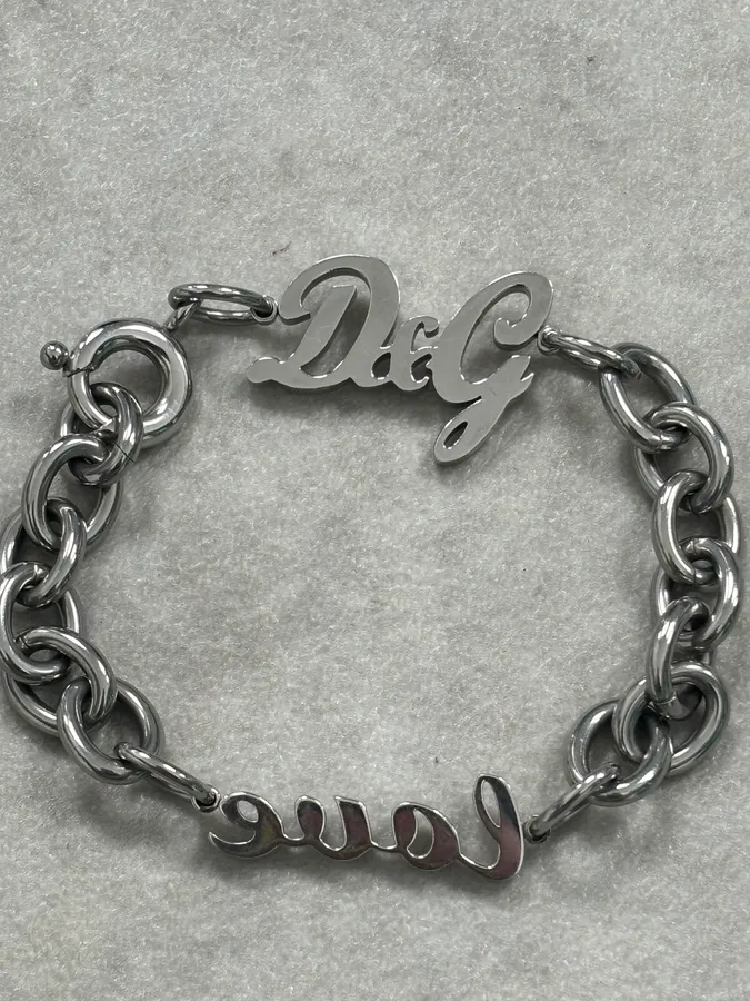 AW2005 Dolce & Gabbana Silver Metal Chain Logo Bracelet - Image 5