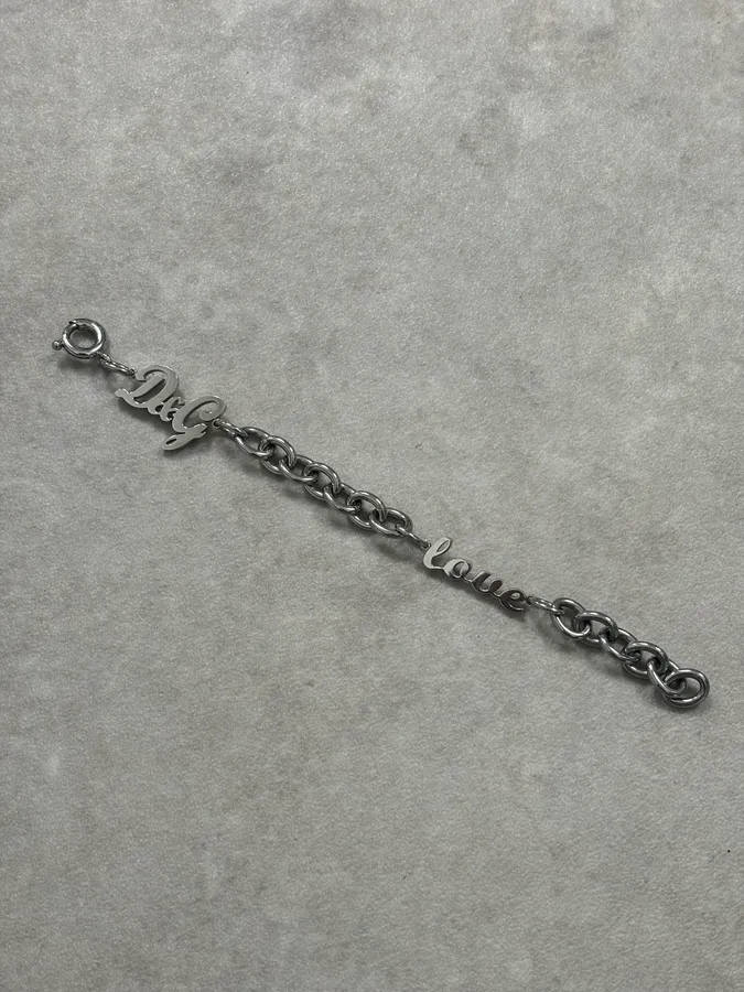 AW2005 Dolce & Gabbana Silver Metal Chain Logo Bracelet - Image 9