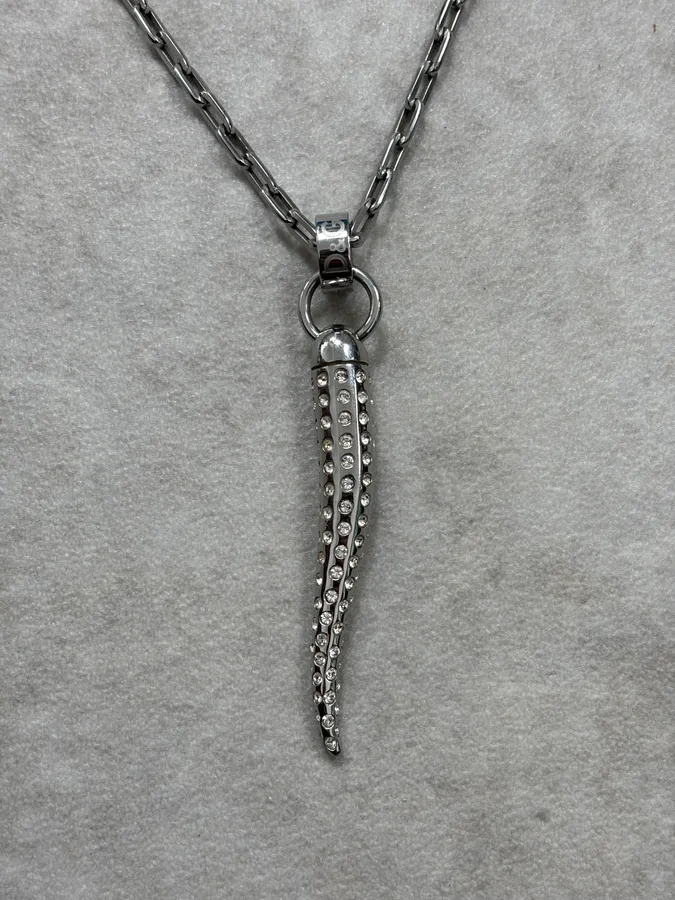 AW2005 Dolce & Gabbana Studded Grey Tooth Necklace - Image 6