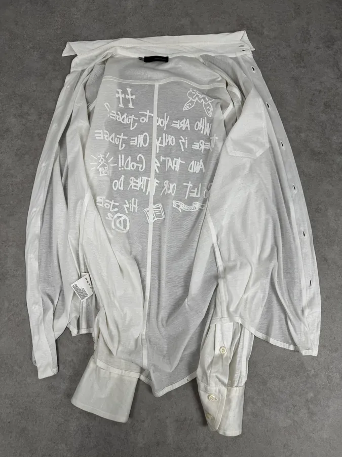 AW2005 Dsquared2 White God Judgement Transparent Shirt - Image 8