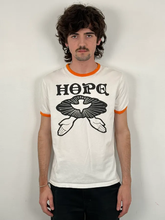 AW2005 Dsquared2 White & Orange « Hope » Flower T-Shirt - Image 2