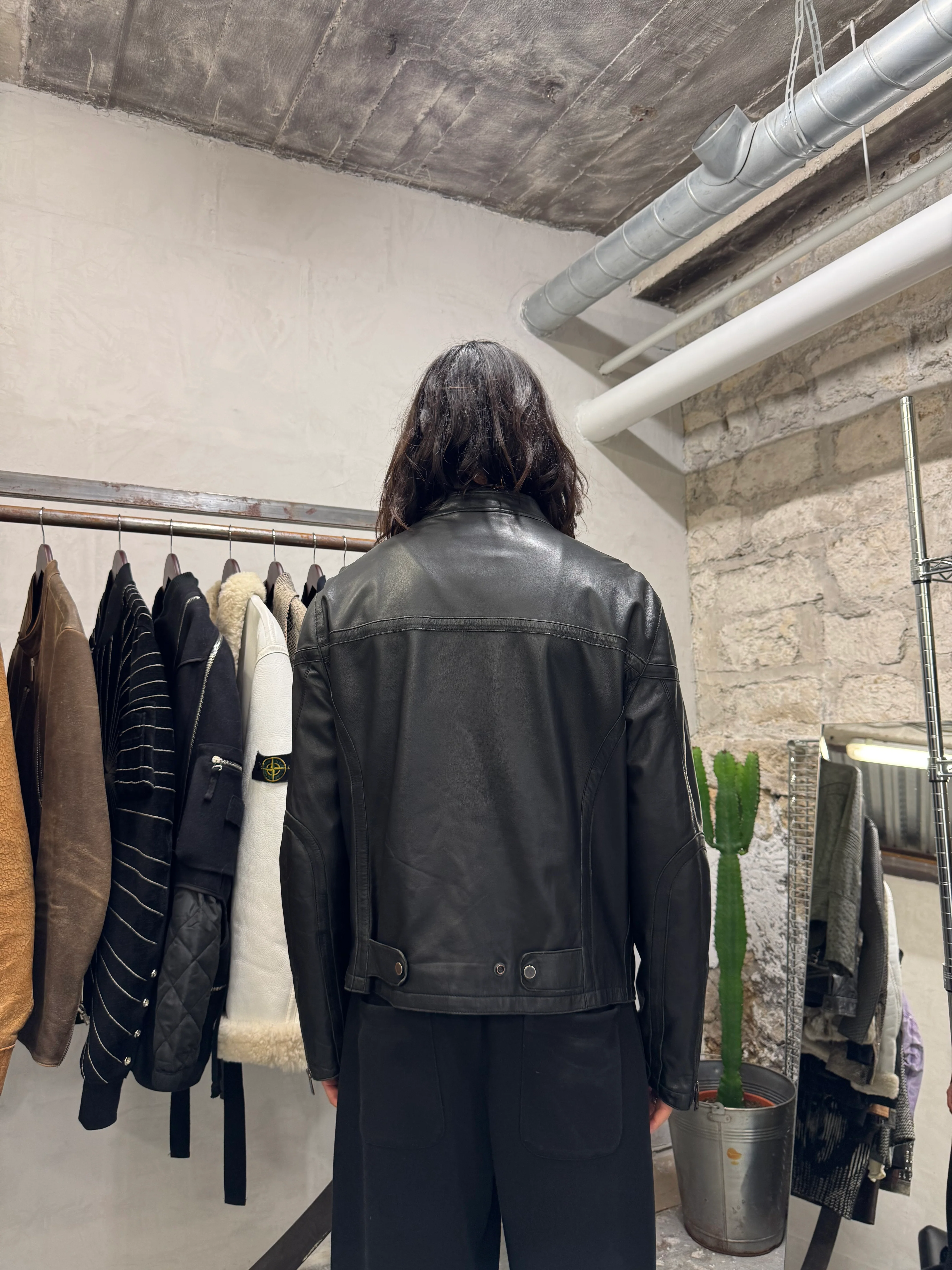 AW2005 Emporio Armani Biker Black Leather Jacket - Image 13