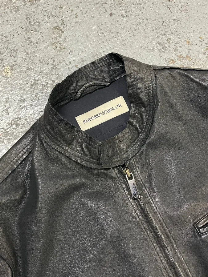 AW2005 Emporio Armani Black Leather Eagle Jacket - Image 6