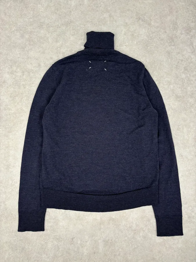 AW2005 Maison Martin Margiela Navy Wool Sweater Turtleneck - Image 5