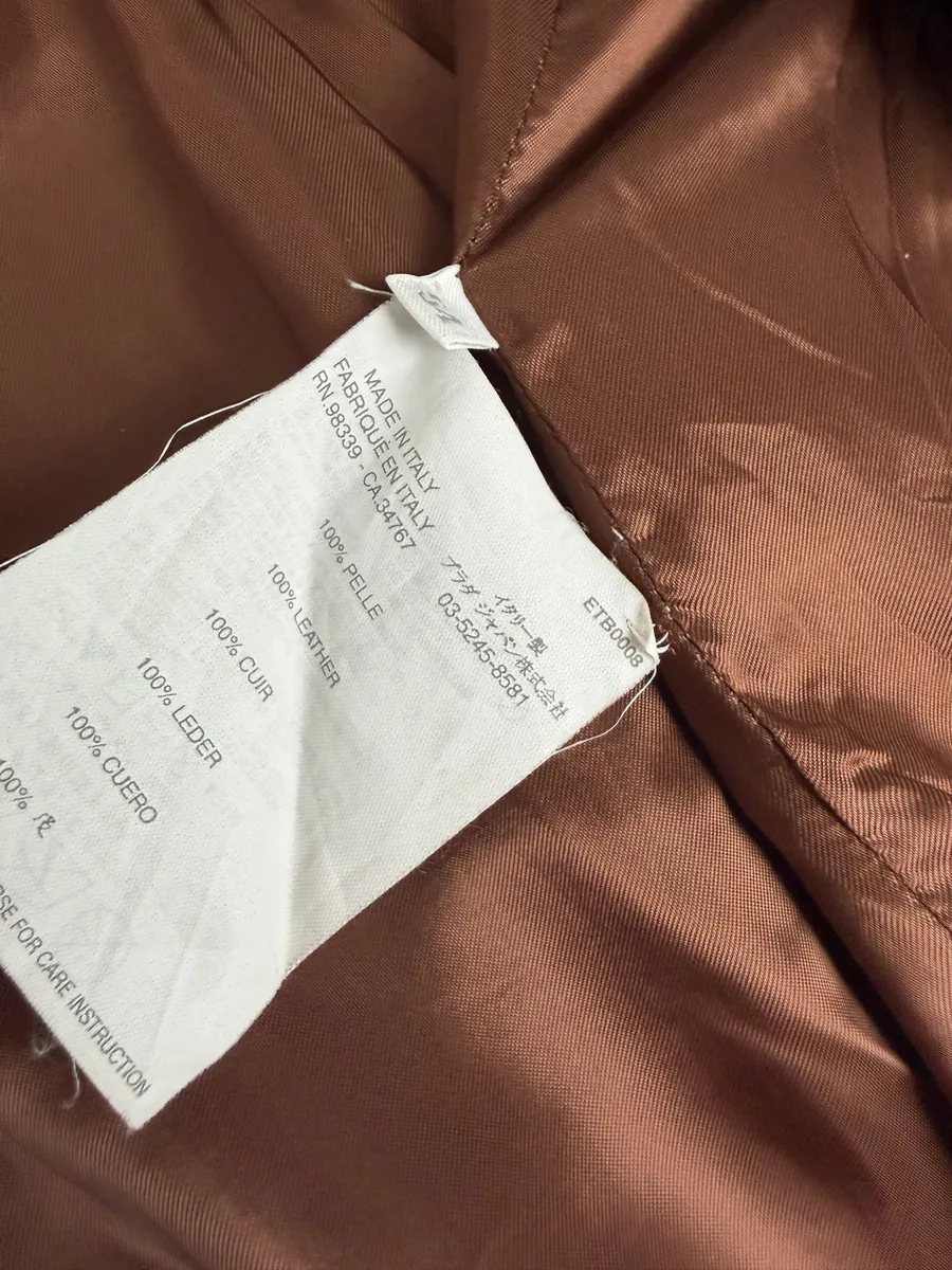 AW2005 Miu Miu Brown Leather Premium Long Coat - Image 9