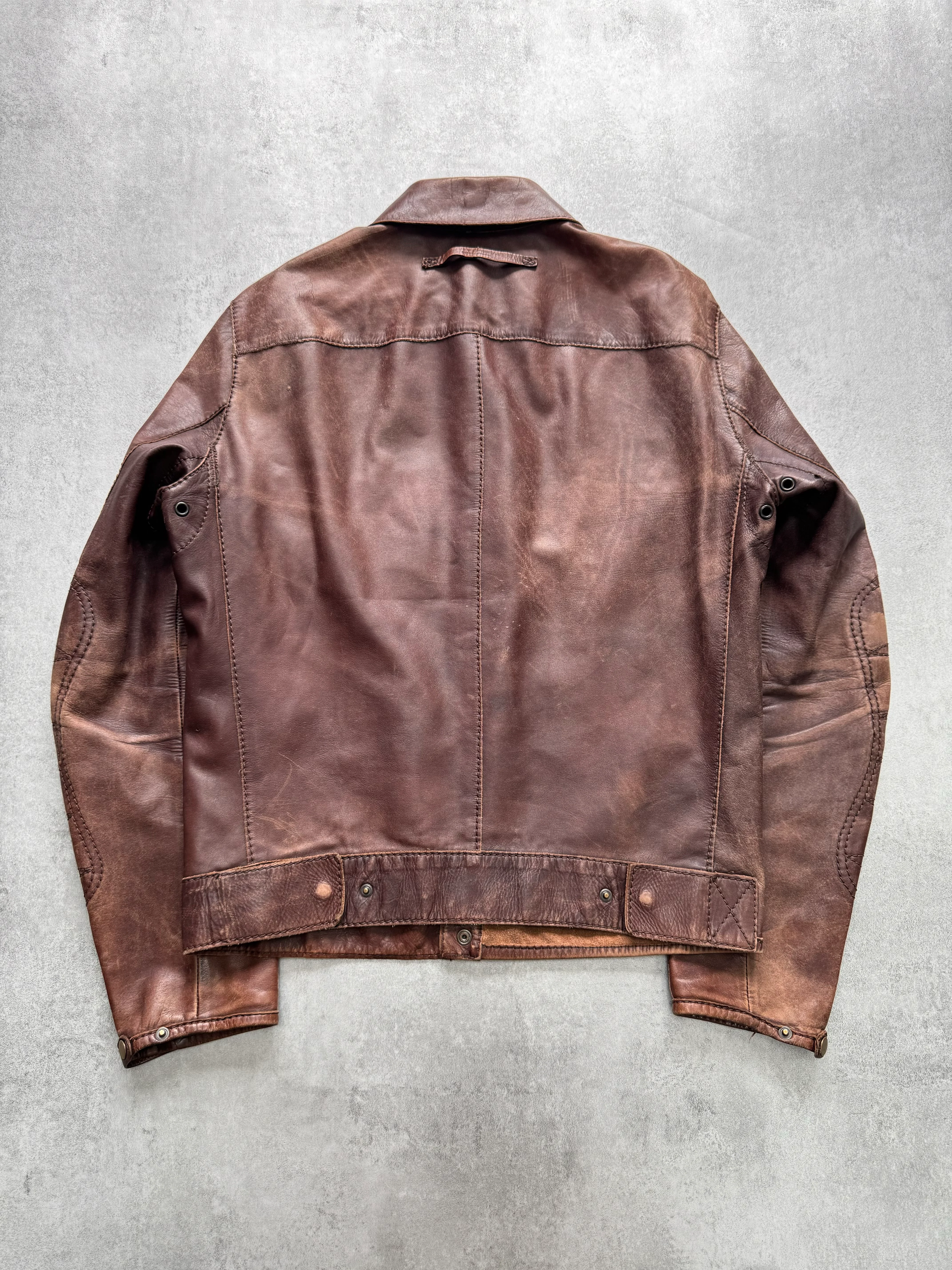 AW2005 Prada Clay Elbow Padded Biker Leather Jacket (S/M) - Image 2