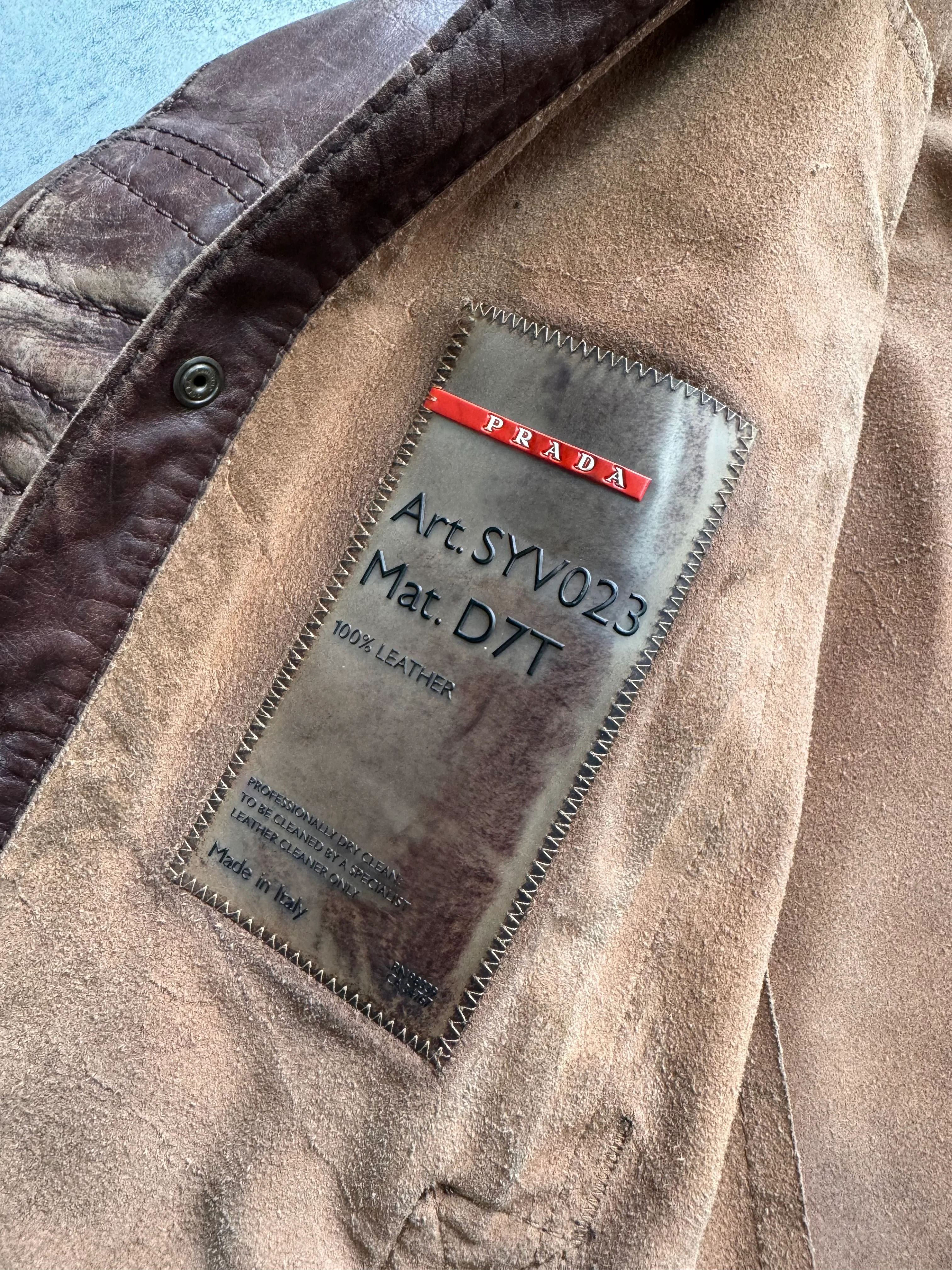AW2005 Prada Clay Elbow Padded Biker Leather Jacket (S/M) - Image 8