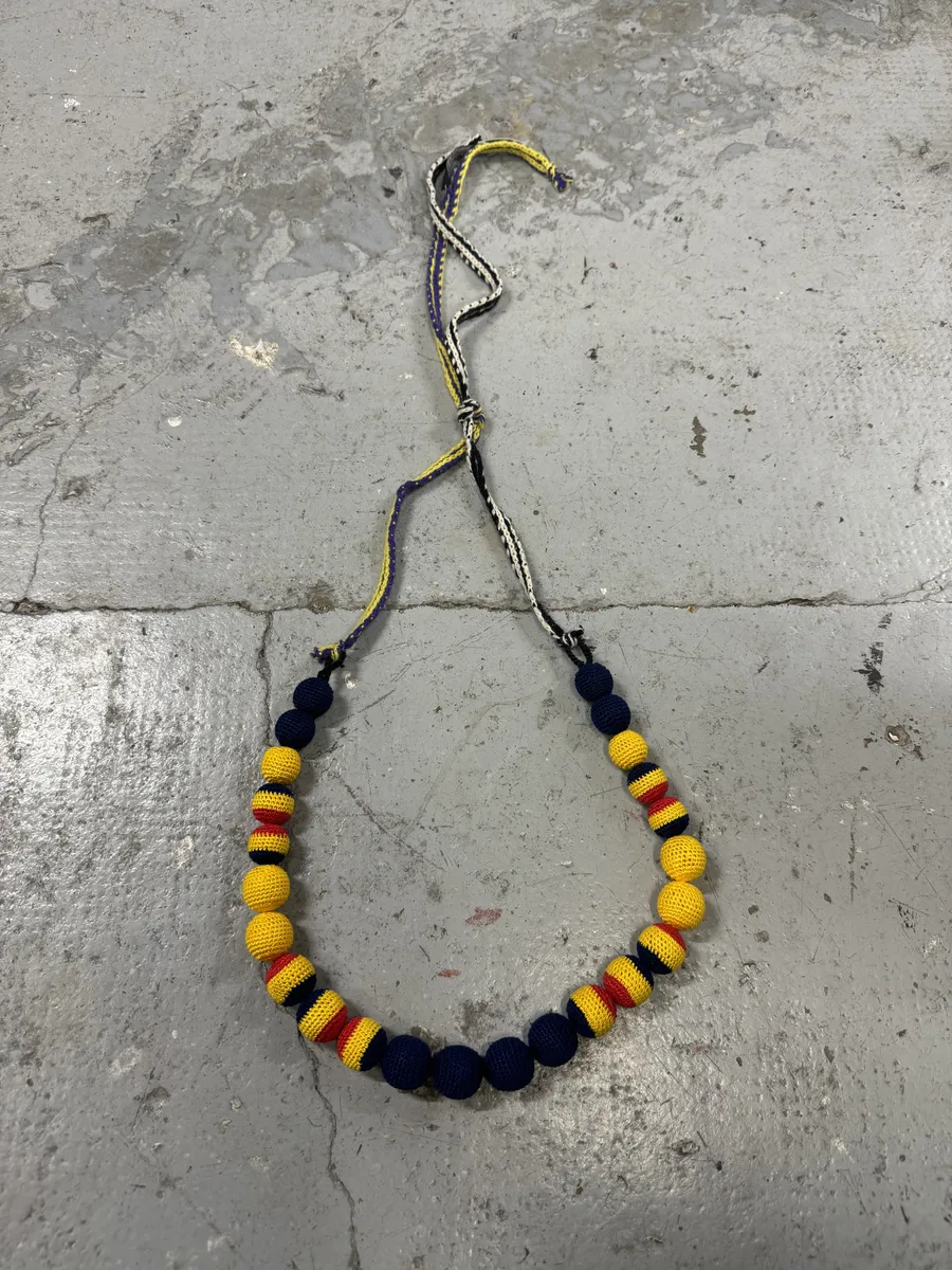 AW2005 Prada Chocker Nappa Yellow Bead Savage Necklace - Image 2