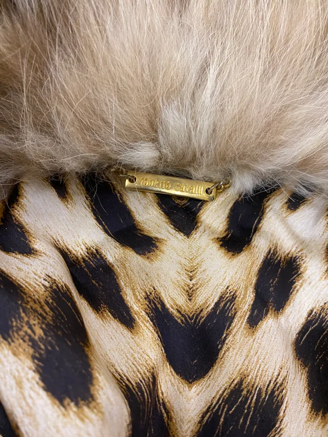 AW2005 Roberto Cavalli Beige Fur Leather Puffer Jacket - Image 11