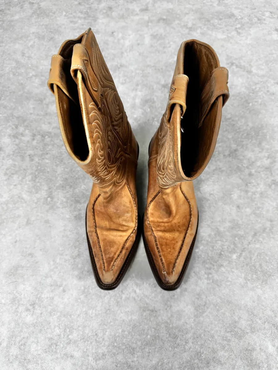 AW2005 Roberto Cavalli Beige Leather Western Boots - Image 4