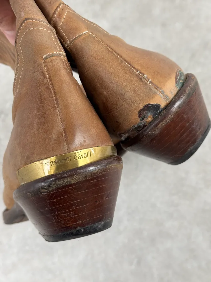 AW2005 Roberto Cavalli Beige Leather Western Boots - Image 8