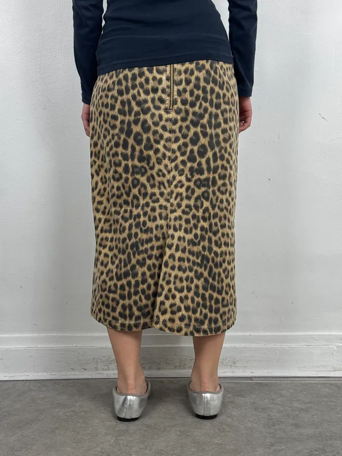 AW2005 Roberto Cavalli Beige Wool Blend Leopard Print Skirt - Image 4
