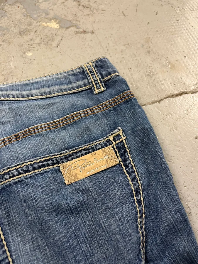 AW2005 Roberto Cavalli Blue Faded Wide Denim Jeans - Image 10