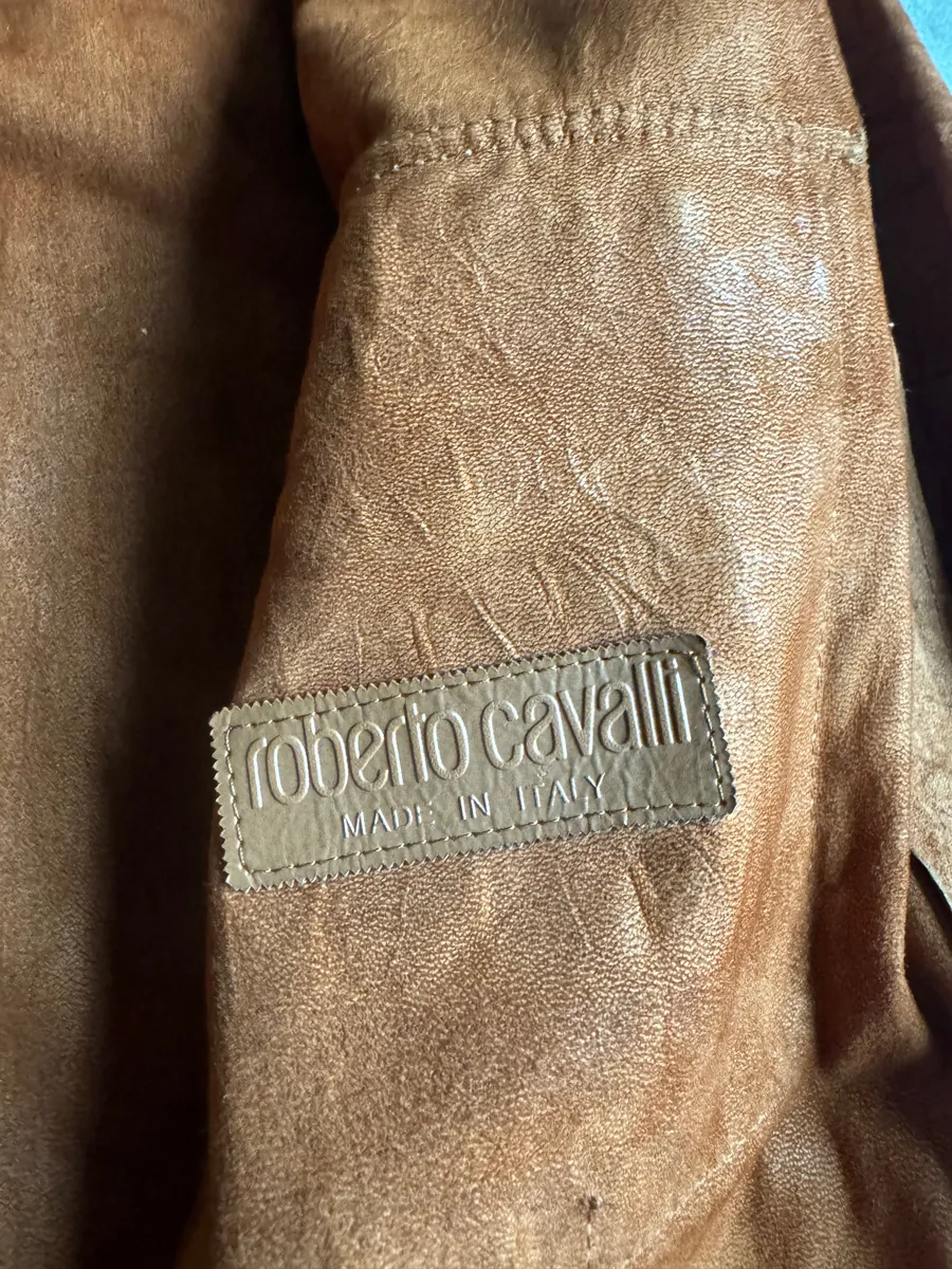 AW2005 Roberto Cavalli Crocodile Effect Relief Camel Leather Shirt - Image 9