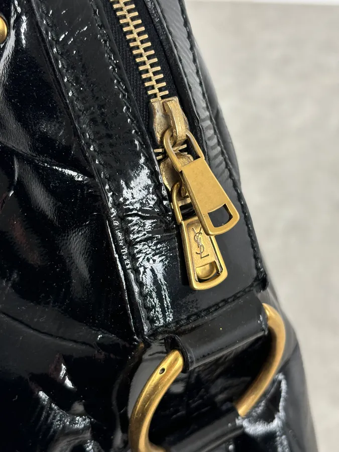AW2005 Yves Saint Laurent Black Muse Patent Leather Crocodile Effect Bag - Image 9